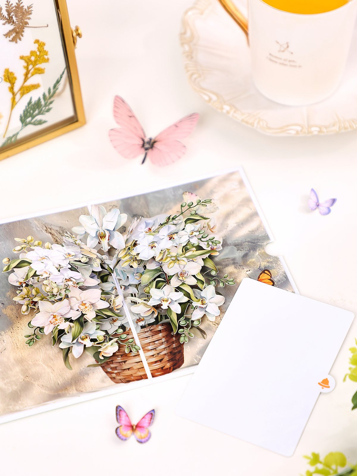White Orchid Bonsai 3D Pop Up Card