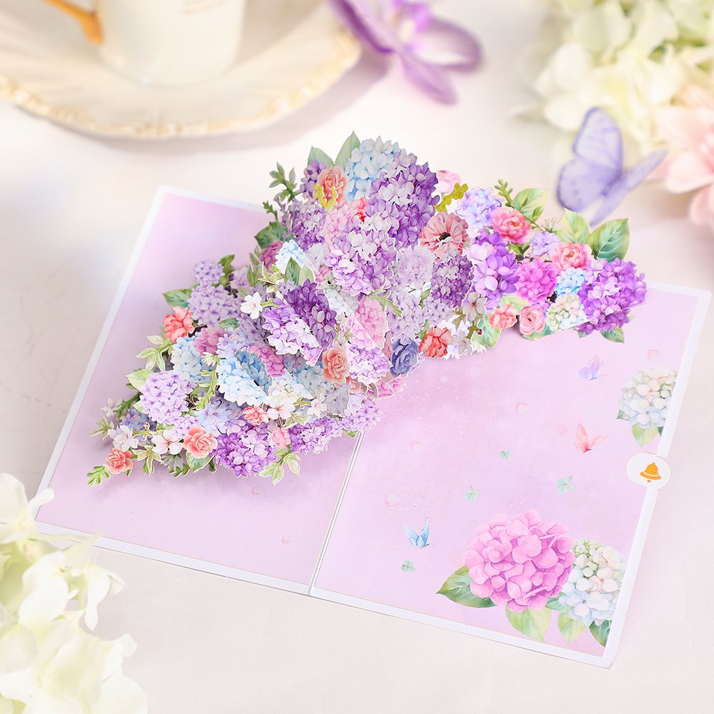 Purple Flower Bouquet Flip Pop Up Card