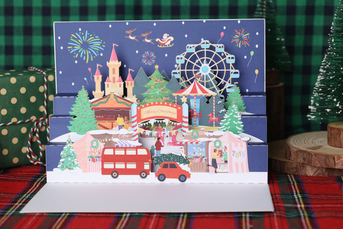 Christmas Theme Park 90° Greeting Card
