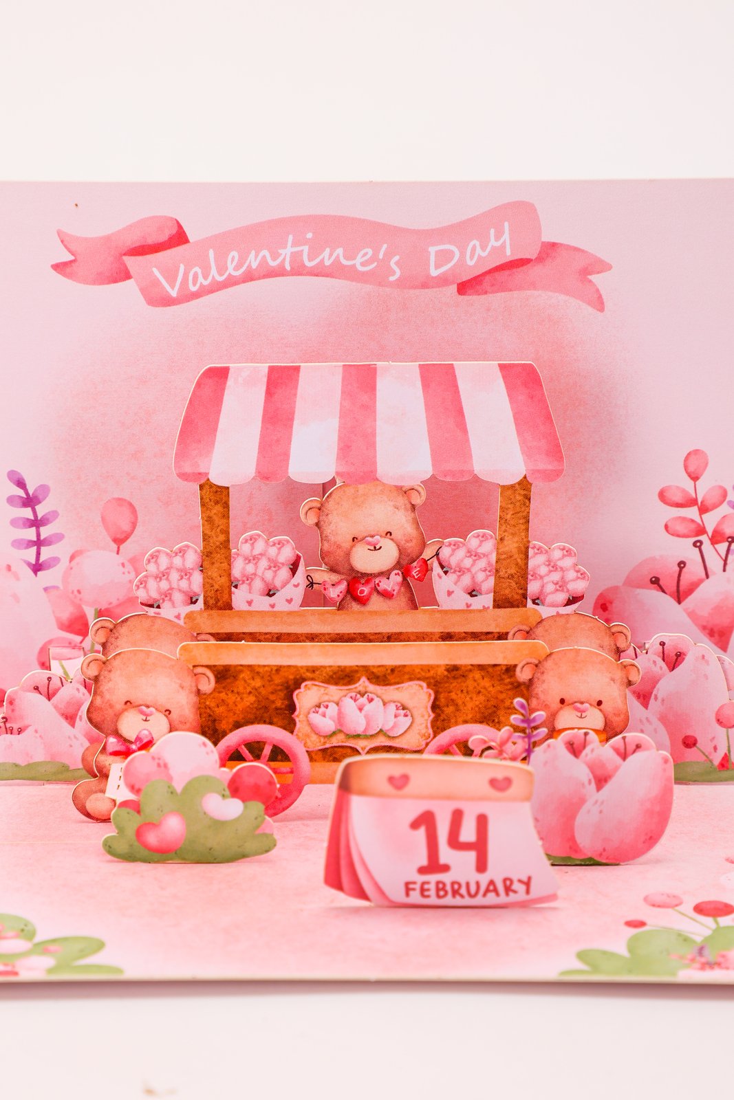 Valentine's Day Bear Car 90° 3D Pop Up Card