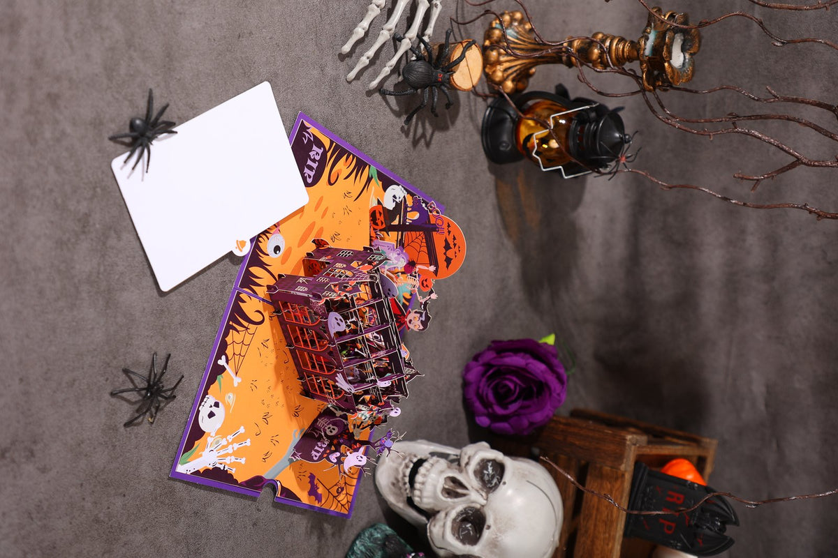 Halloween Elements Purple Flip Pop Up Card