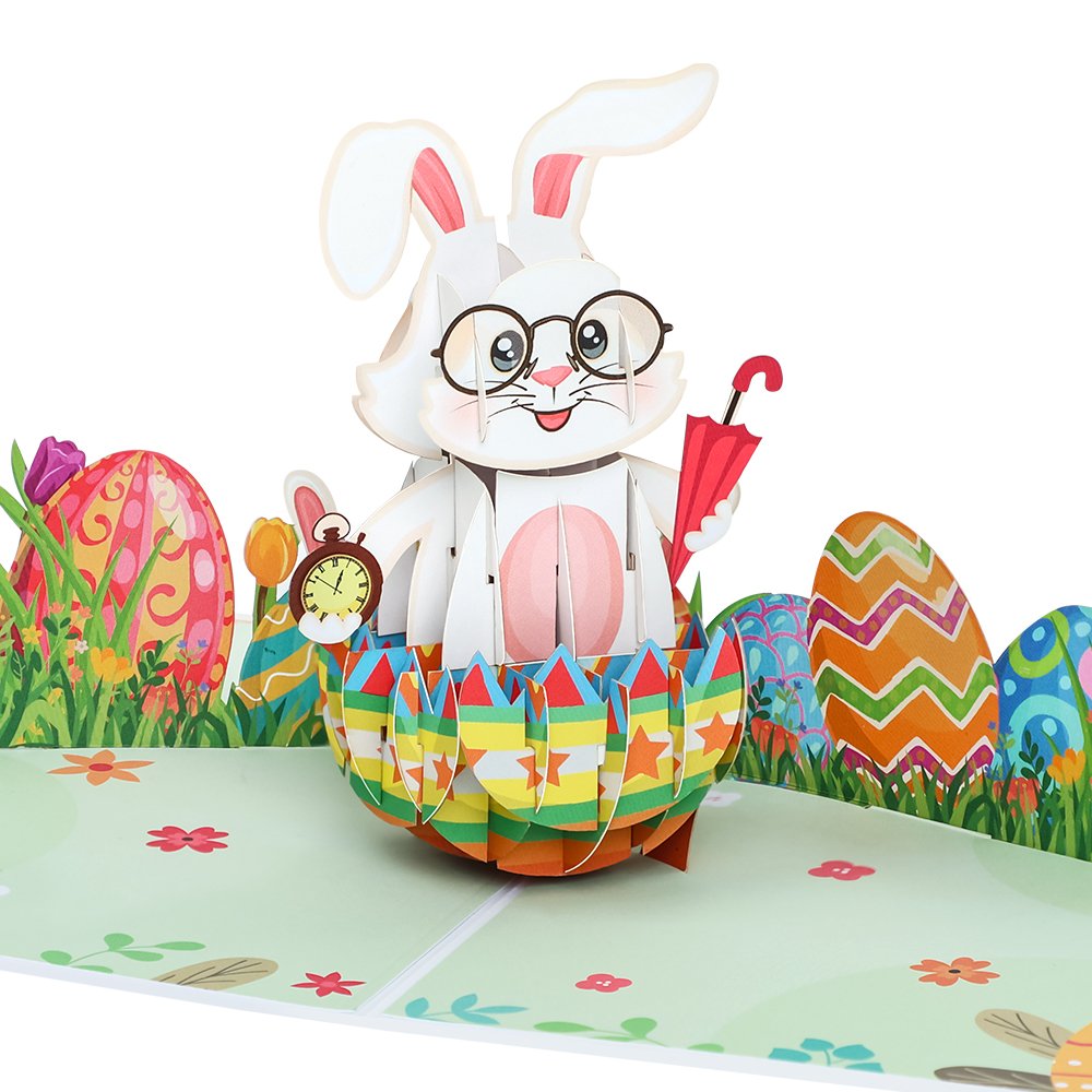 Easter White Rabbit 3D Pop Up Card