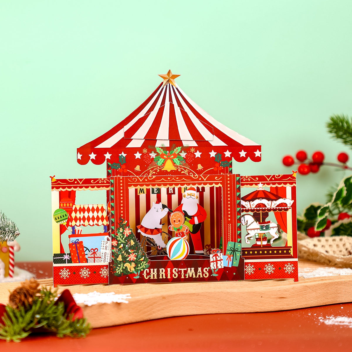 Christmas Circus Theater 3D Pop Up Card
