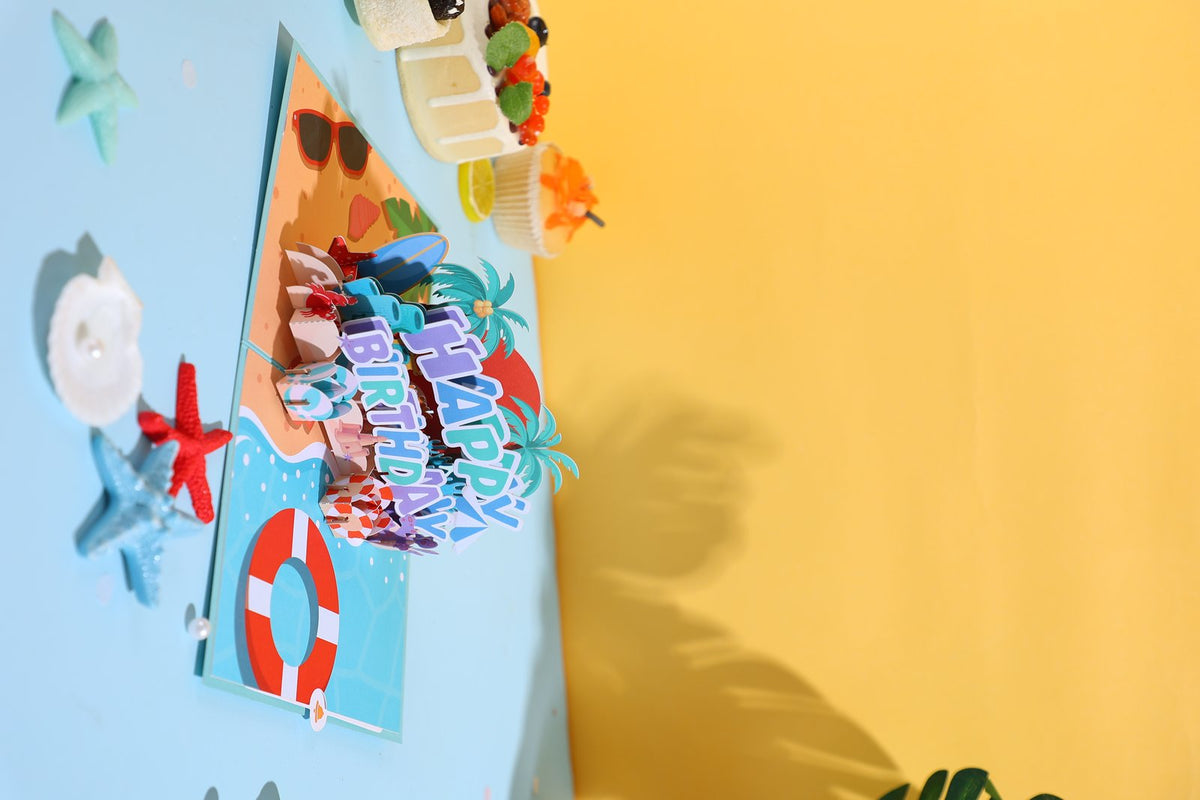 Surfing Birthday 3D Pop Up Card
