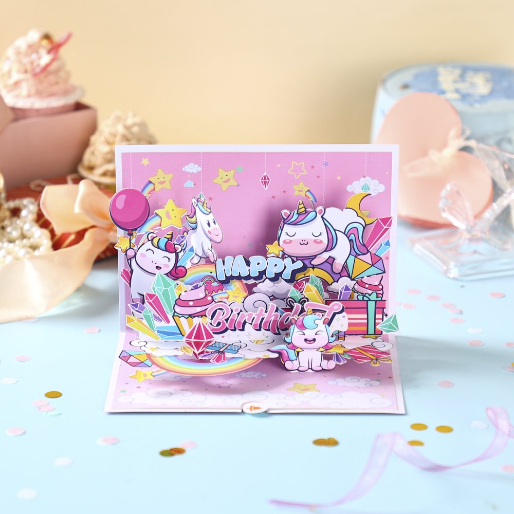 Pink Unicorn Birthday Greeting Card