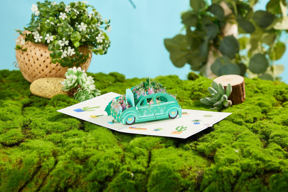 Succulent Cactus Flower Cart Pop Up Card