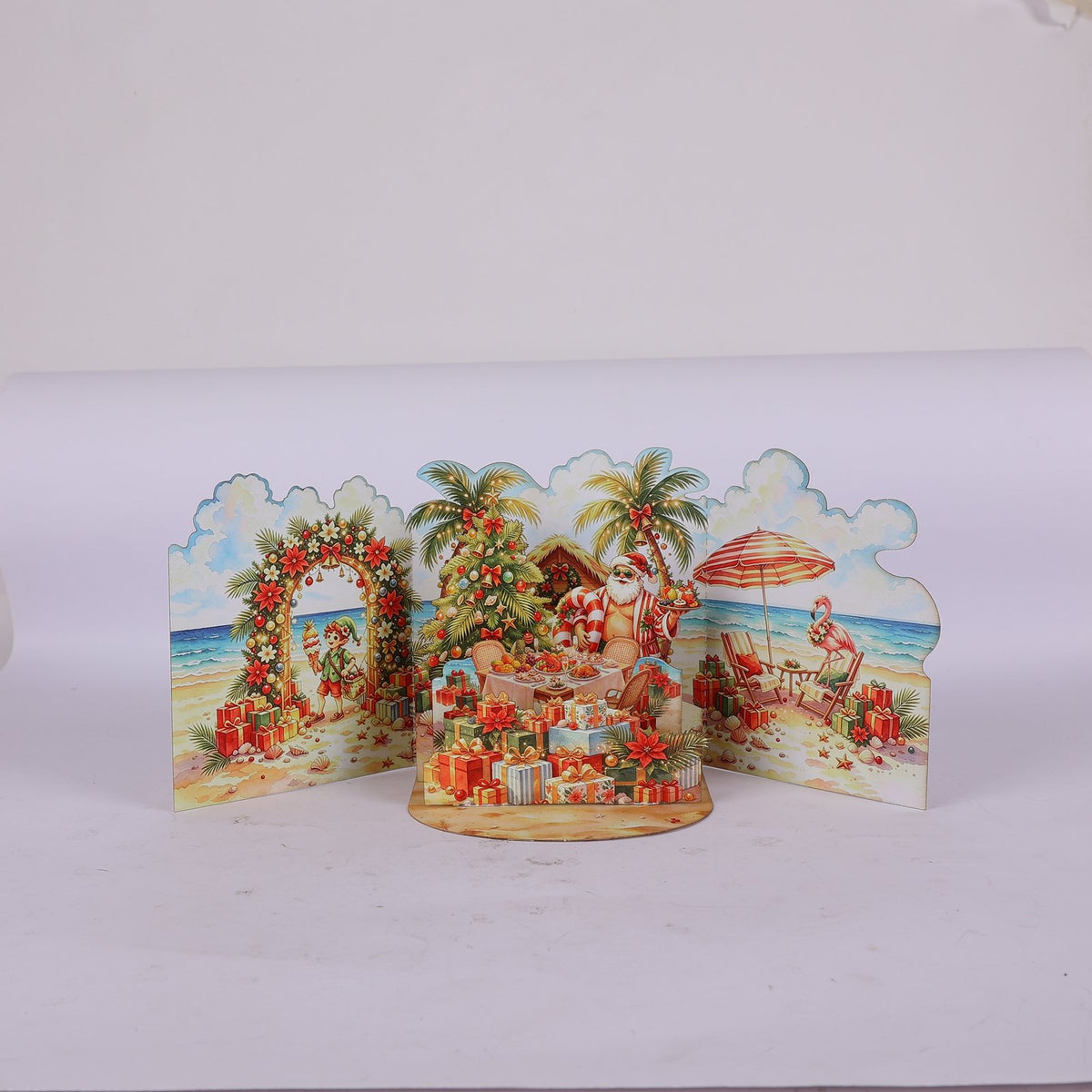 Christmas Beach Double Door Pop Up Card