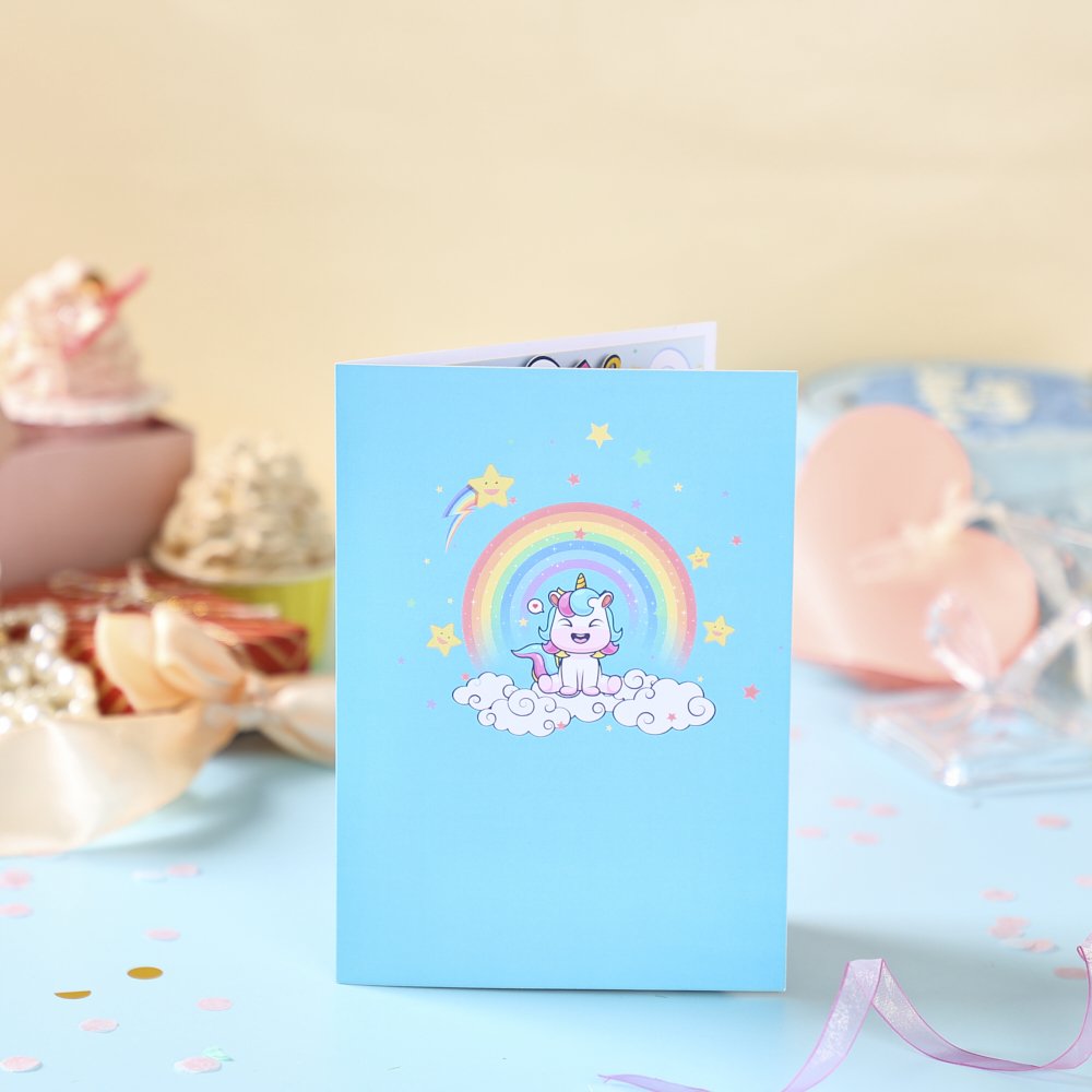 Blue Unicorn Birthday Greeting Card