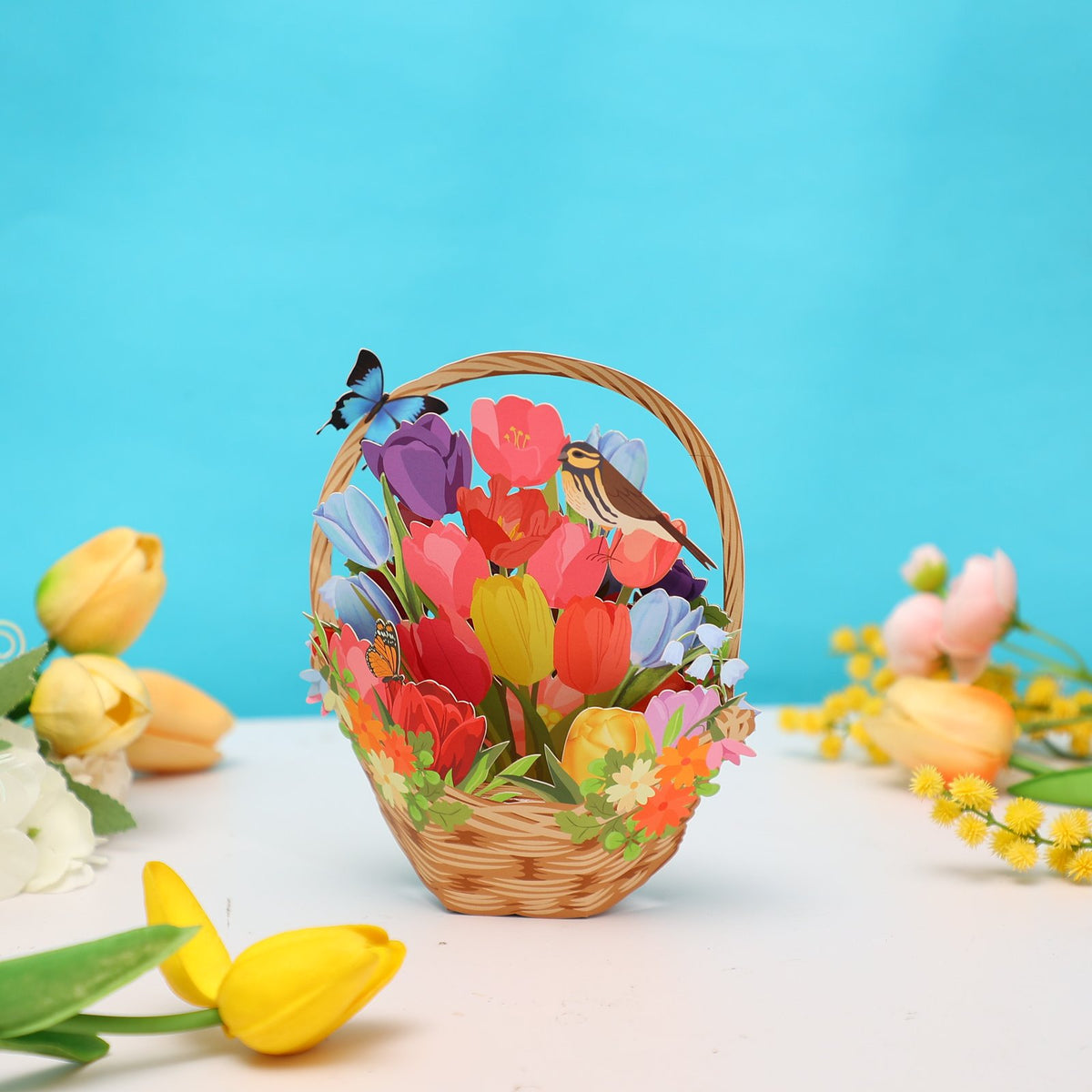 Tulip Mini Flower Basket Greeting Card