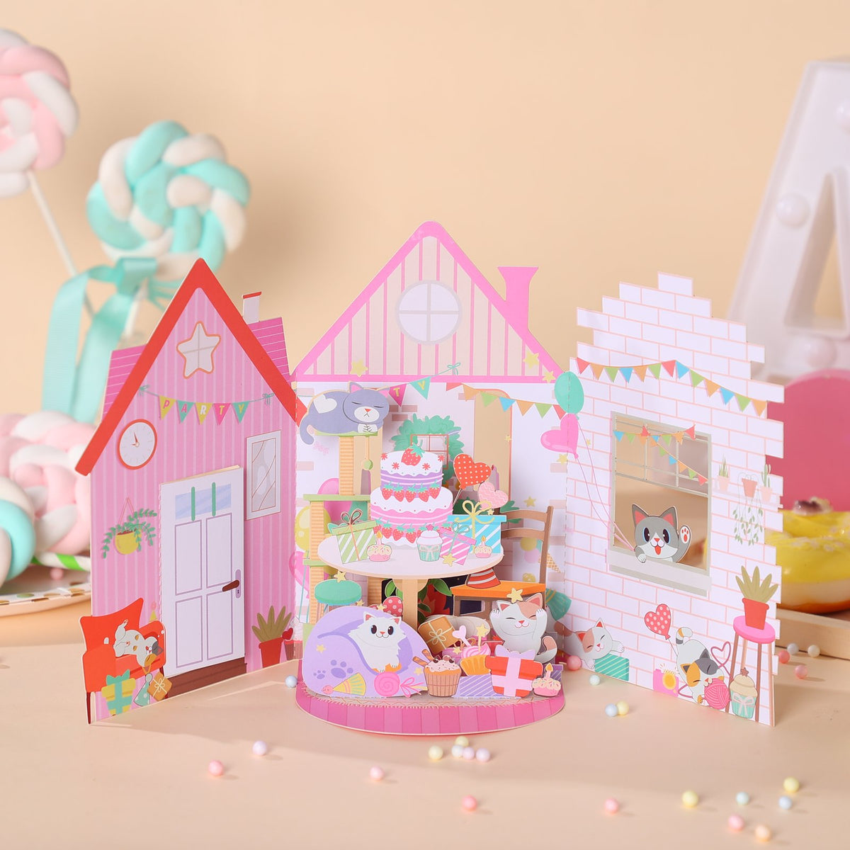 Cozy Birthday Cake Cradle 3D Pop Up Card