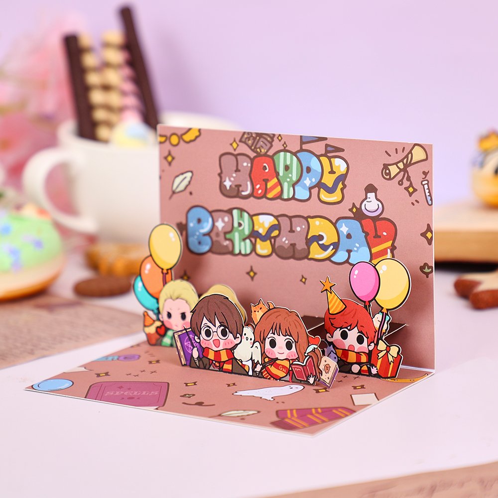 Burgundy Birthday Heart Flip Pop Up Card