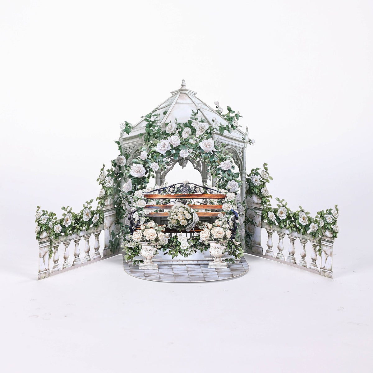 White Rose Double Door Pop Up Card