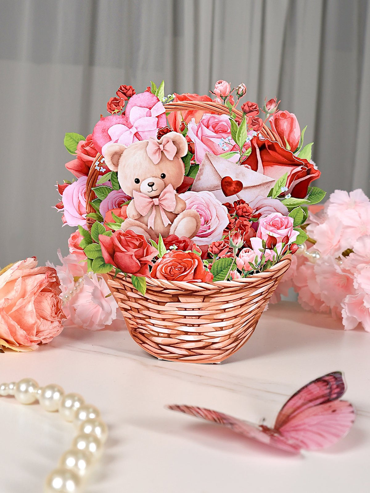 Rose Basket Pop Up Card