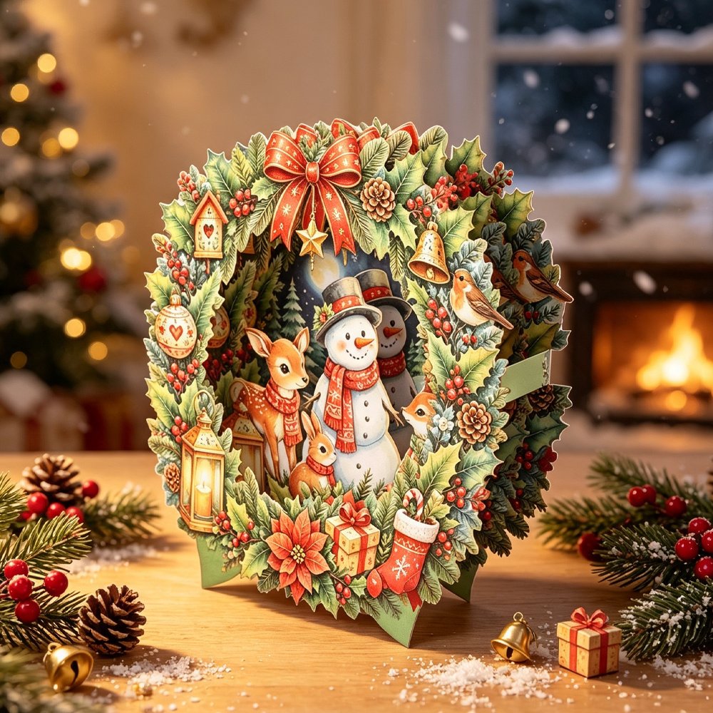 Christmas Beach Double Door Pop Up Card