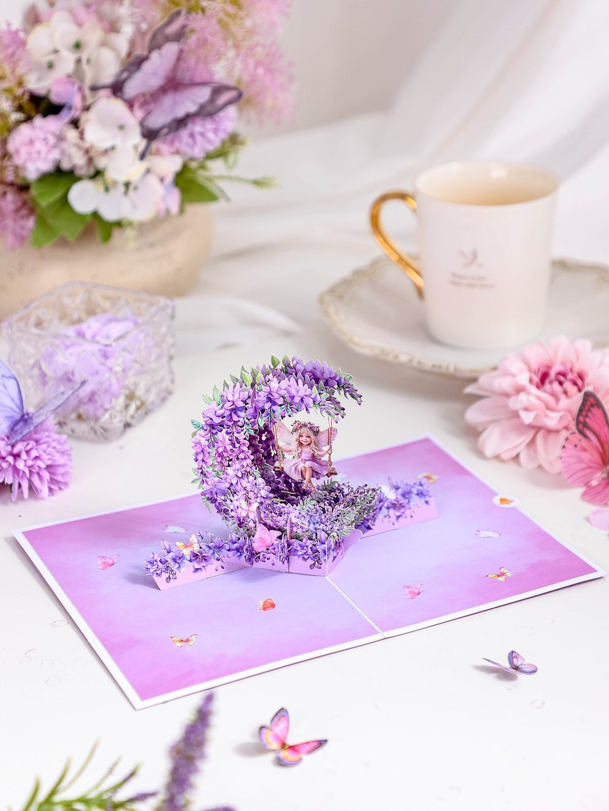Leprechaun Wisteria Swing Crescent Moon 3D Pop Up Card