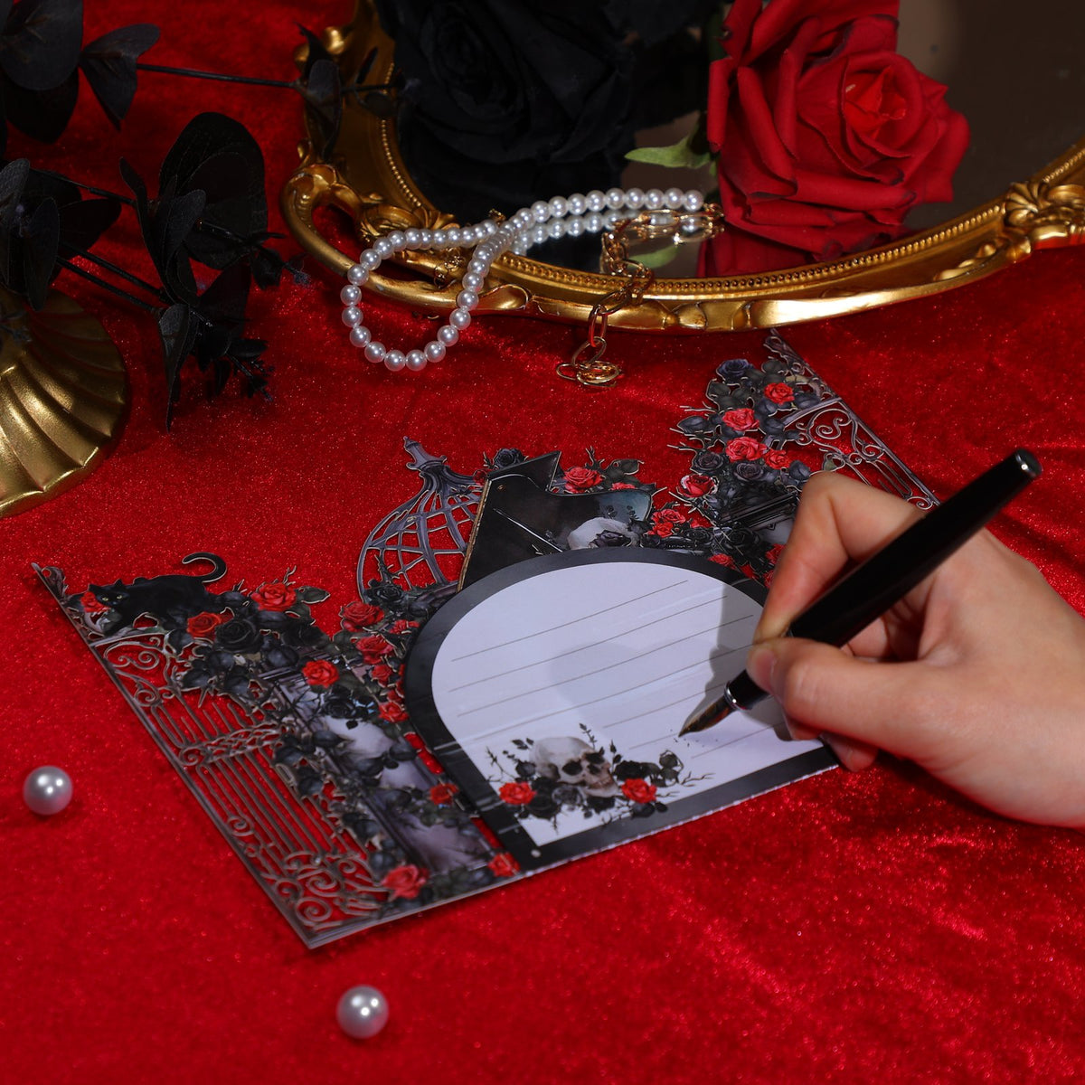 Black Rose Double Door Pop Up Card