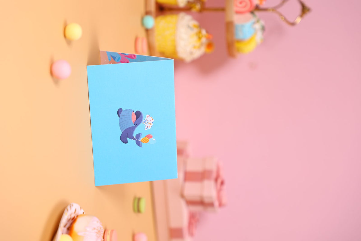 Whale 90° Birthday Greeting Card