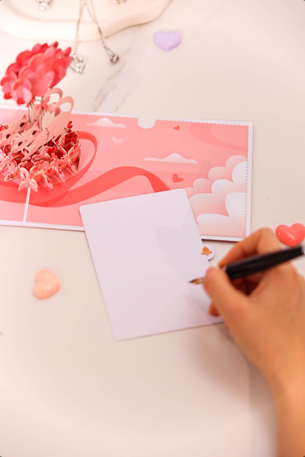 Cupid Cat Heart Balloon 3D Pop Up Card