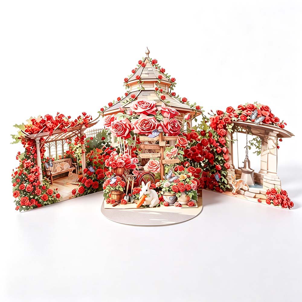 Red Rose Garden Double Door Card