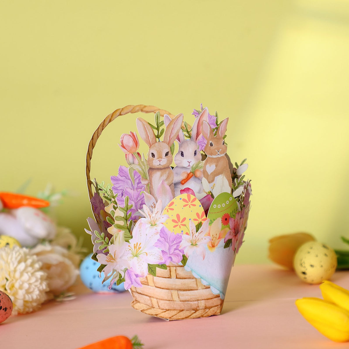 Bunny Flower Basket 3D Pop Up Card