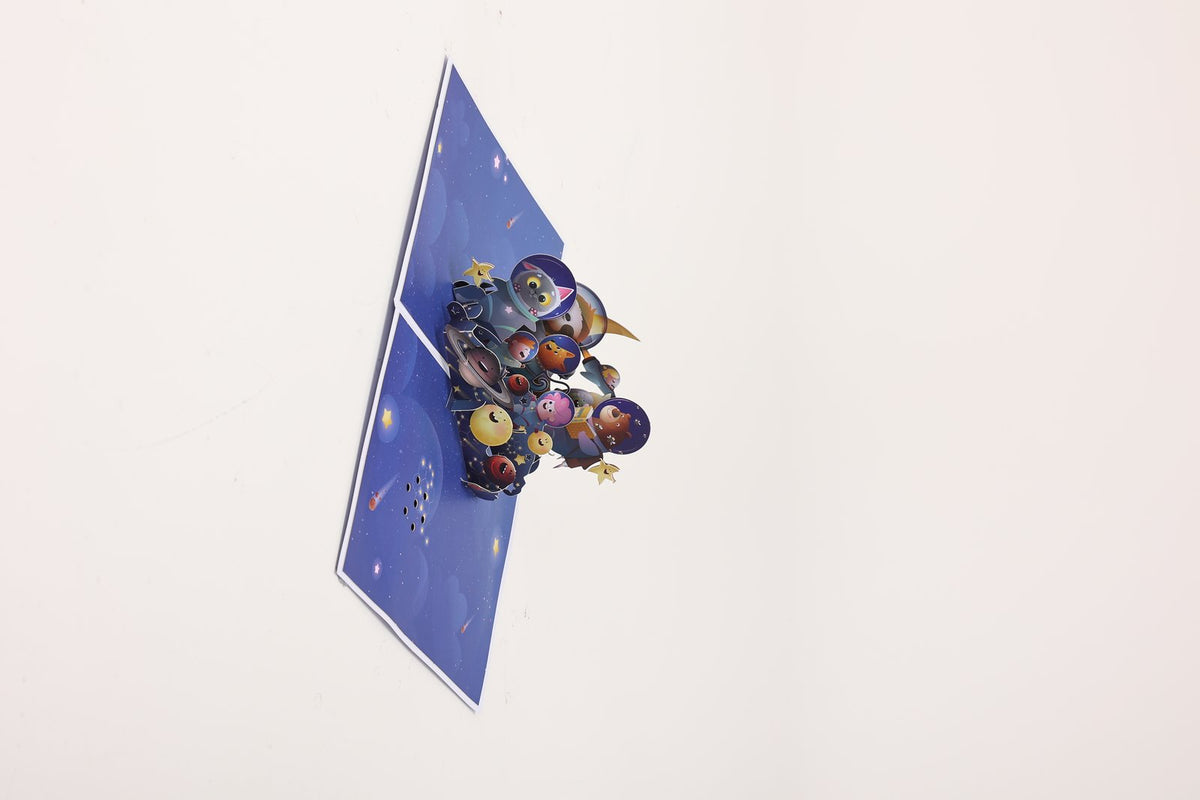 Space Animals Music 3D Pop Up Card