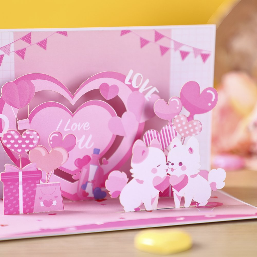 Valentine's Day Puppy 90° 3D Pop Up Card