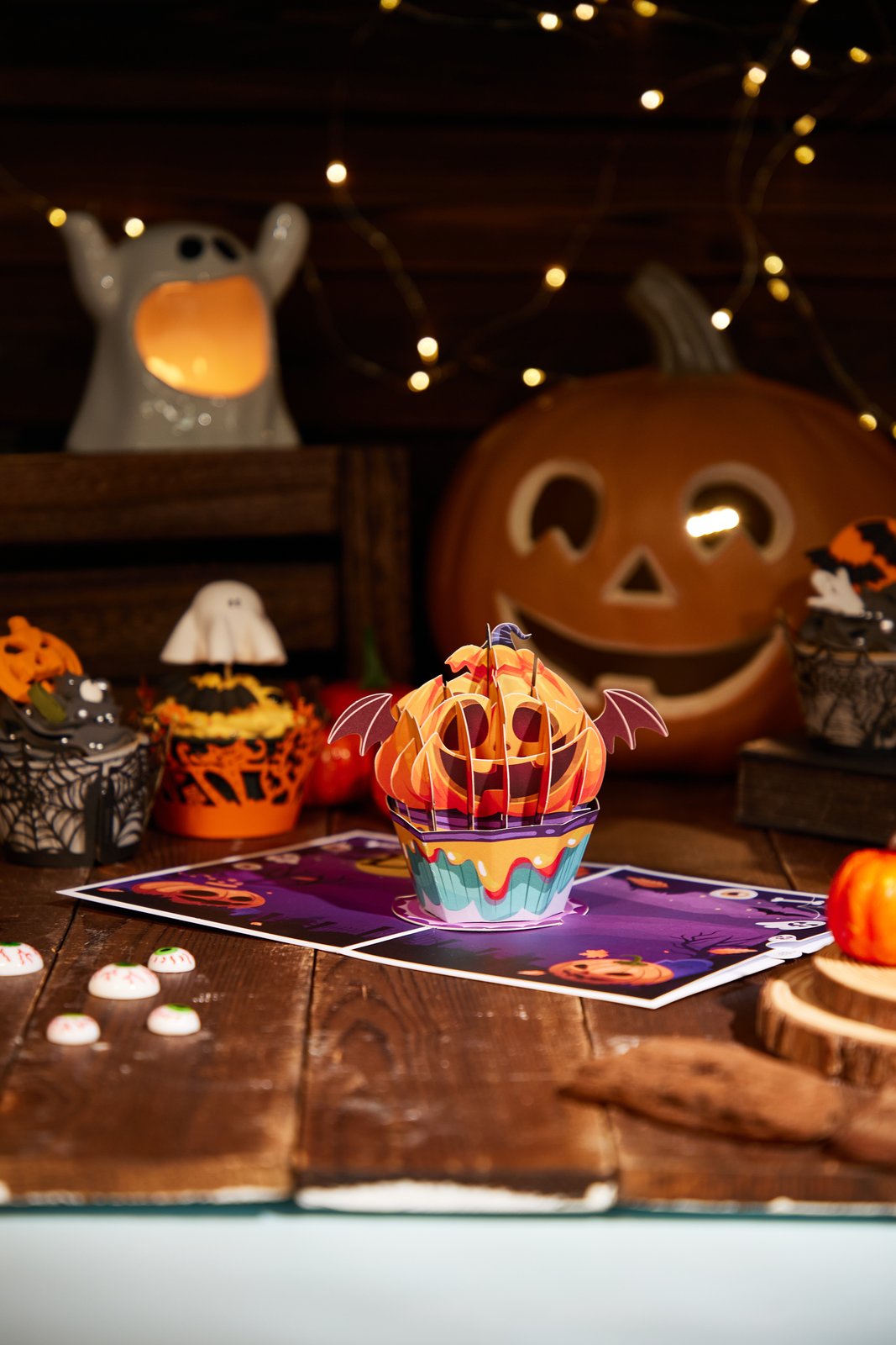 Halloween Pumpkin Cupcake Pop Up Card