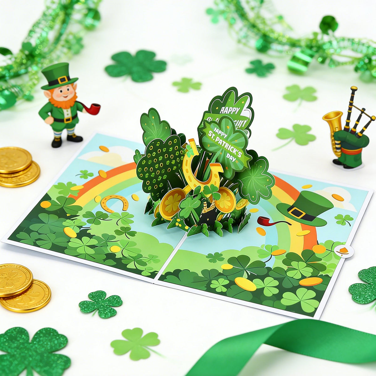 St. Patrick's Day Green Hat Flip Pop Up Card