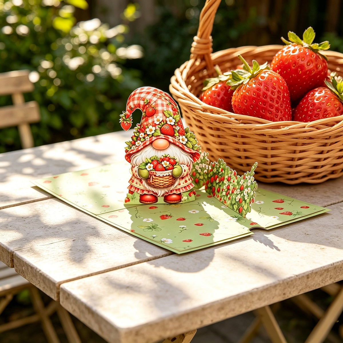 Strawberry Gnome Greeting Card