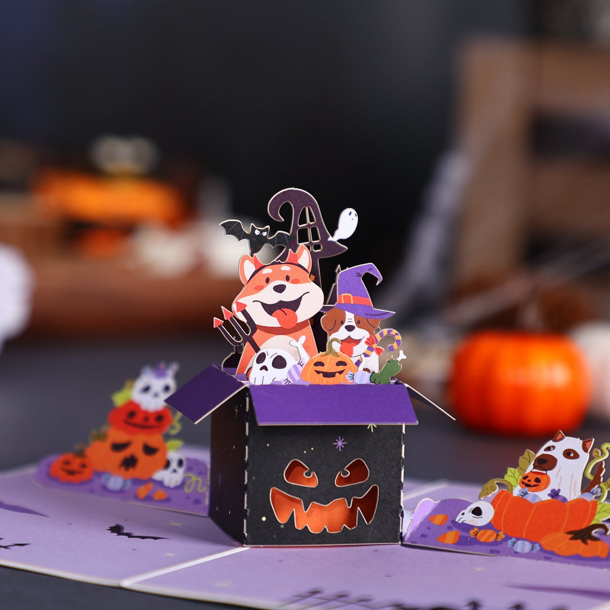 Puppy Halloween Box 3D Pop Up Card