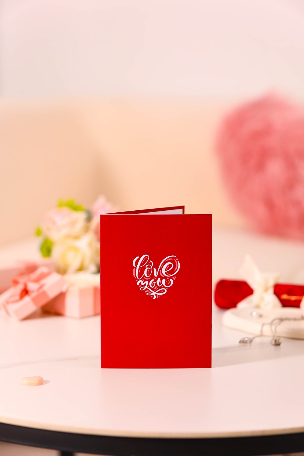 Rose Heart Floral Wreath 3D Pop Up Card