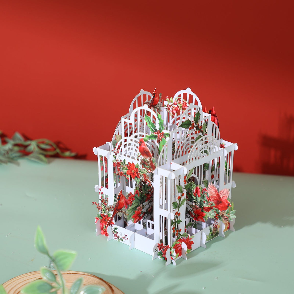 White Flower Arch Christmas Greeting Card