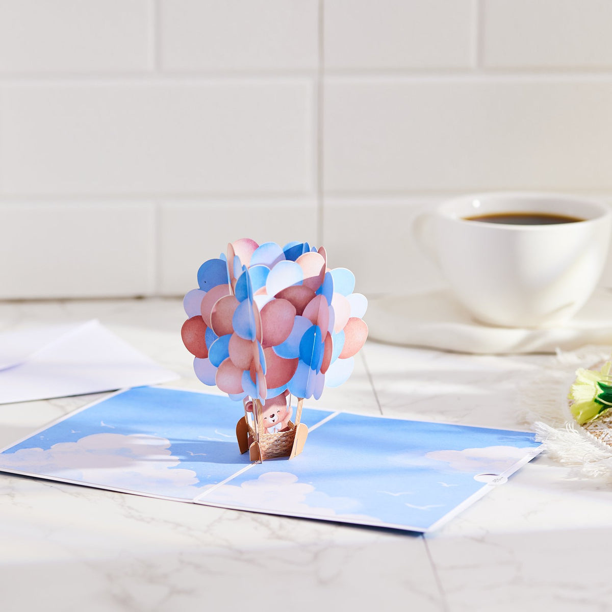 Hot Air Balloon Bear 3D Pop Up Card For Him
