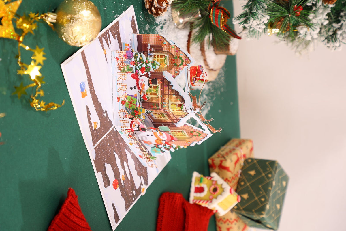 Snowy Night Christmas House 3D Pop Up Card