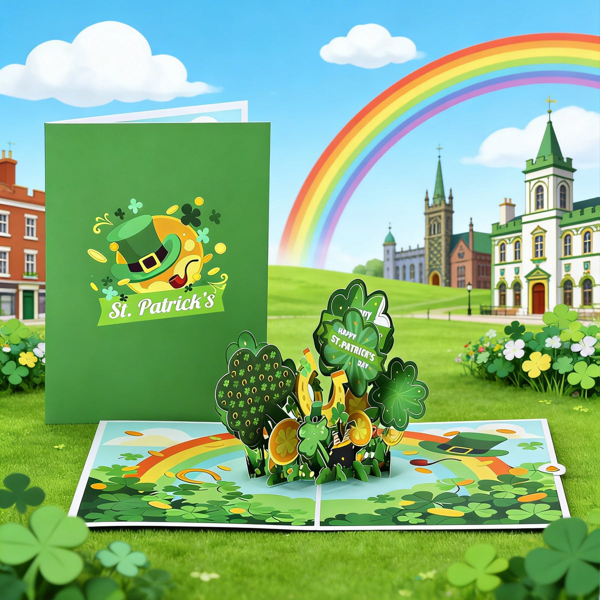 St. Patrick's Day Green Hat Flip Pop Up Card