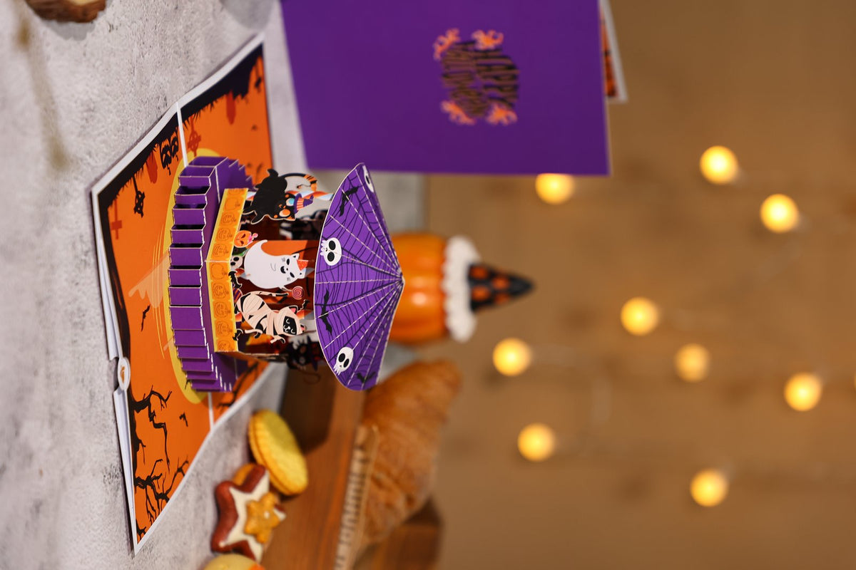 Halloween Spinning Cat 3D Pop Up Card