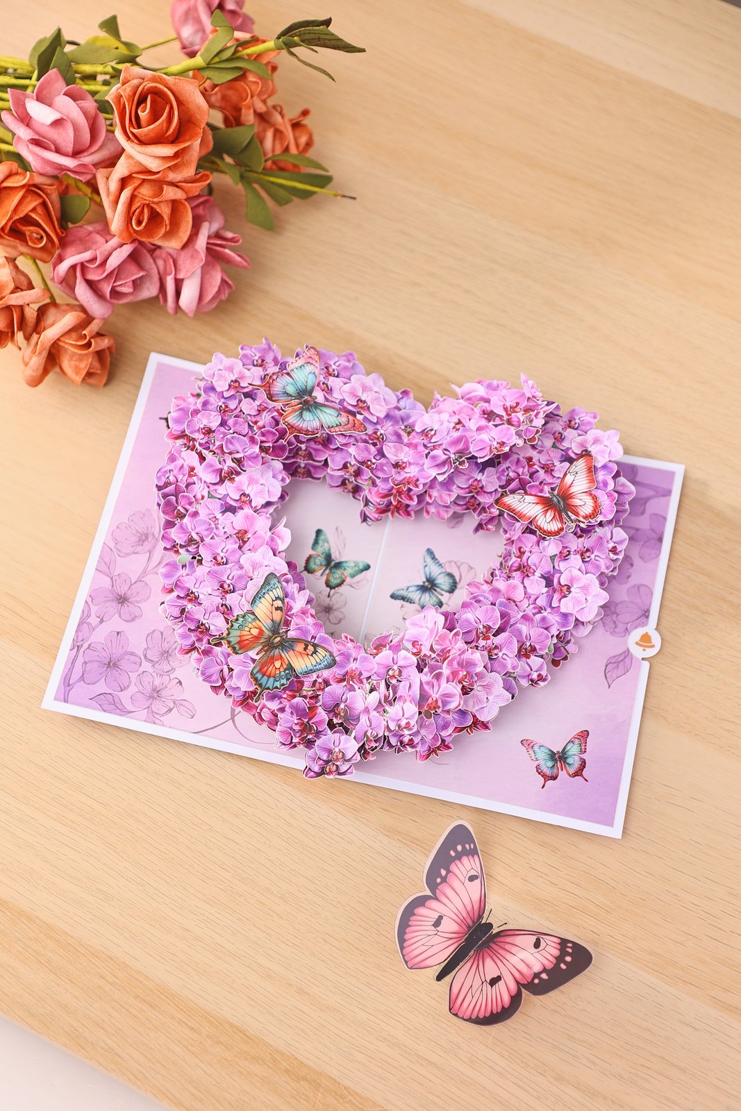 Heart Orchid Butterfly Cluster Greeting Card