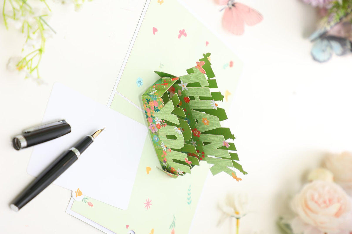 Green Thank You Flip Pop Up Card