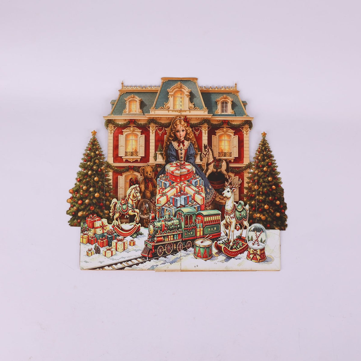 Christmas Vintage Amusement Park Ornament Greeting Card