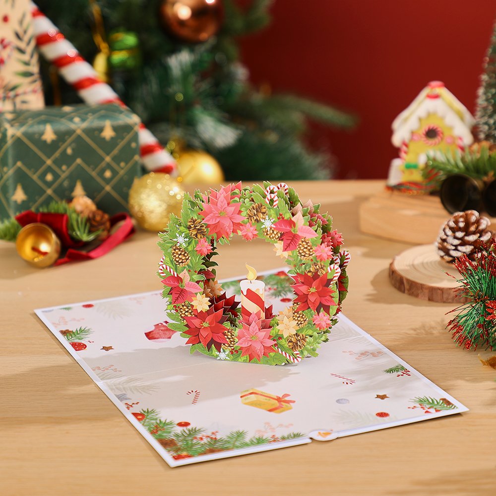 Double Wreath Christmas 3D Pop Up Card