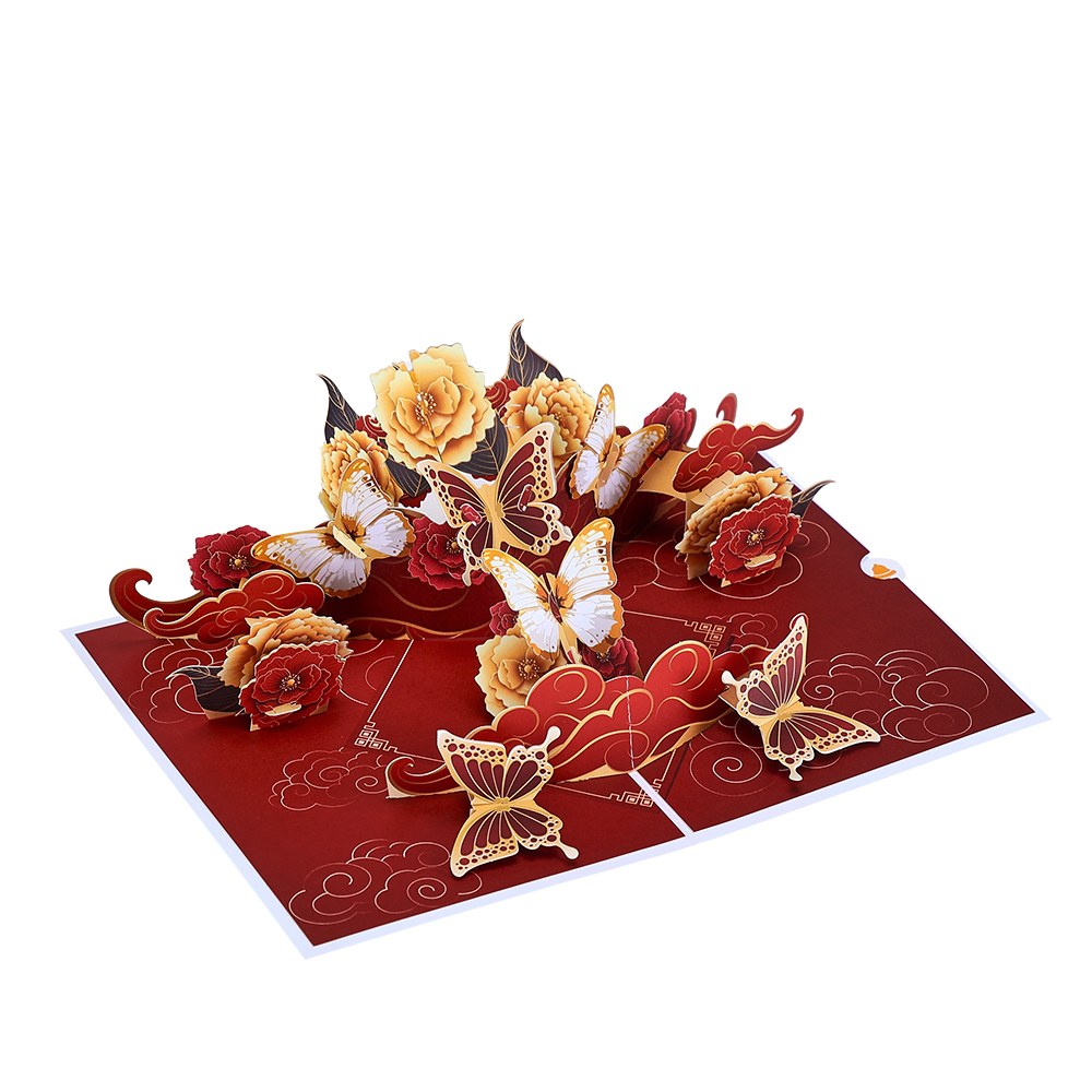 New Year Lucky Butterfly 3D Pop Up Card