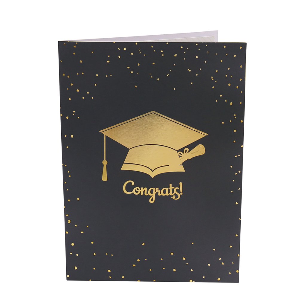 Black Gold Graduation Flip Pop Up Card