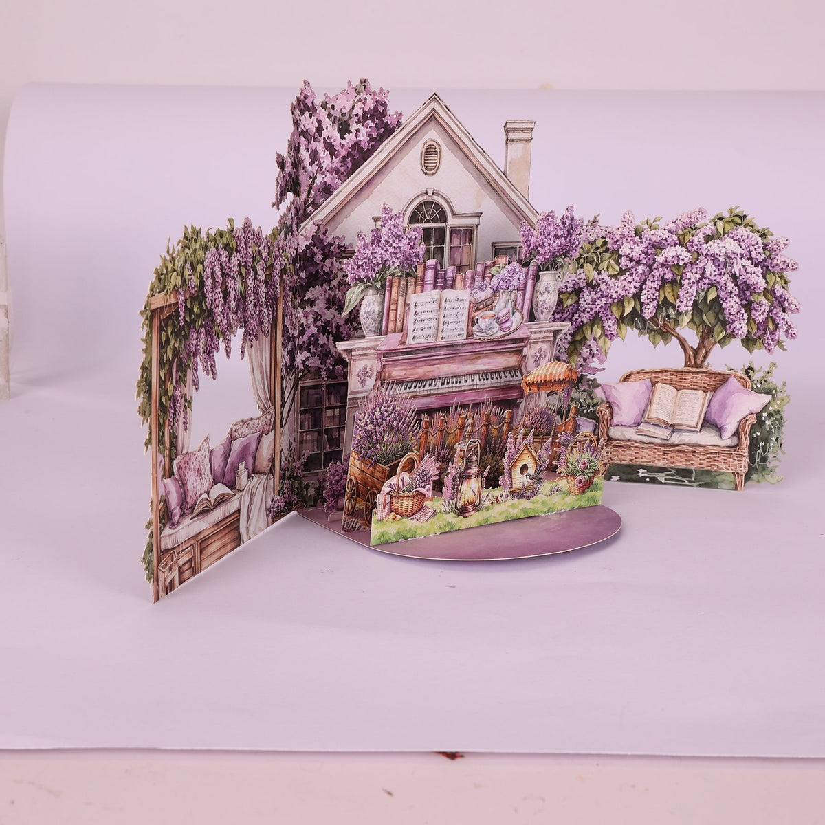 Flower Book House Double Door Pop Up Card