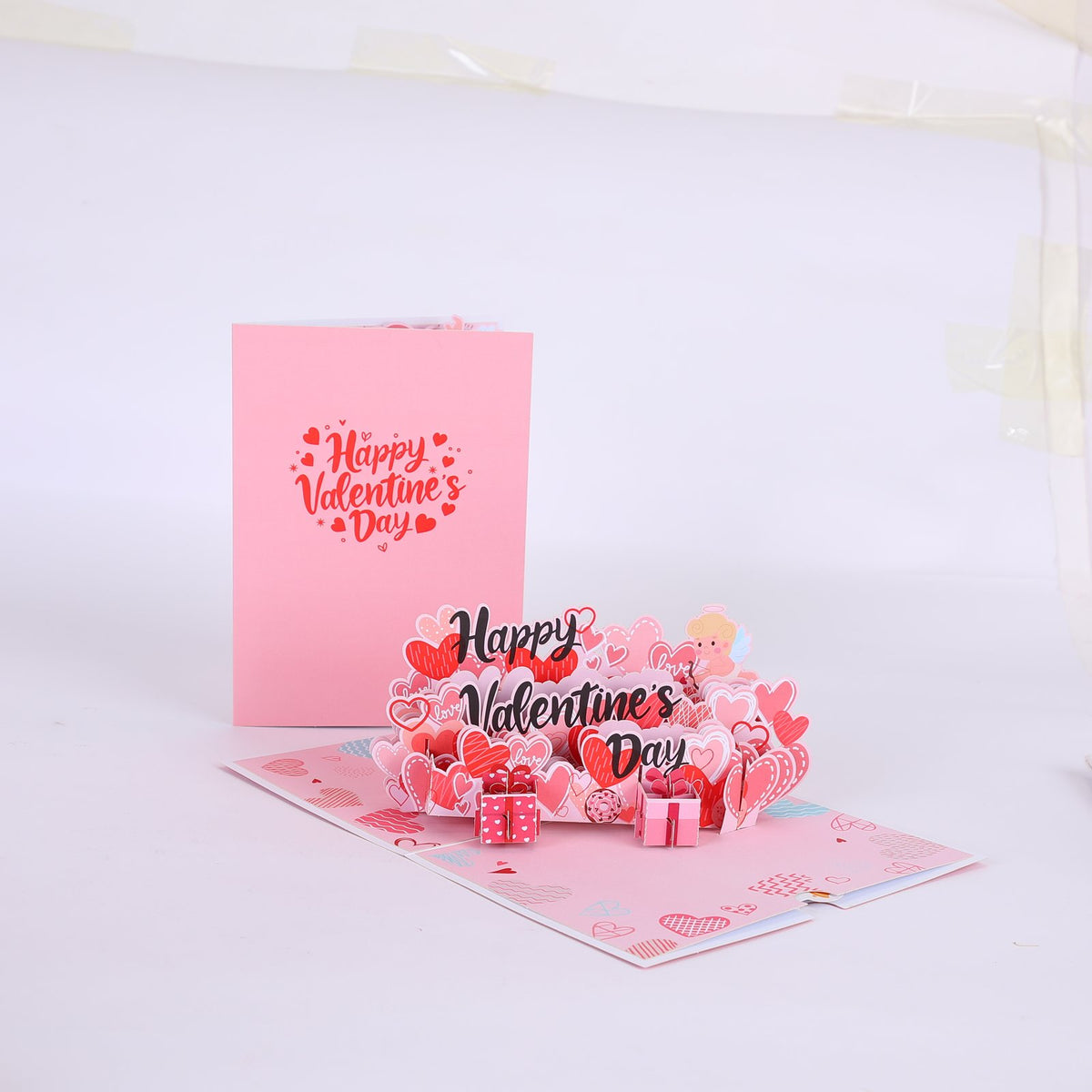 Valentine's Day Pink Heart & Gift Greeting Card