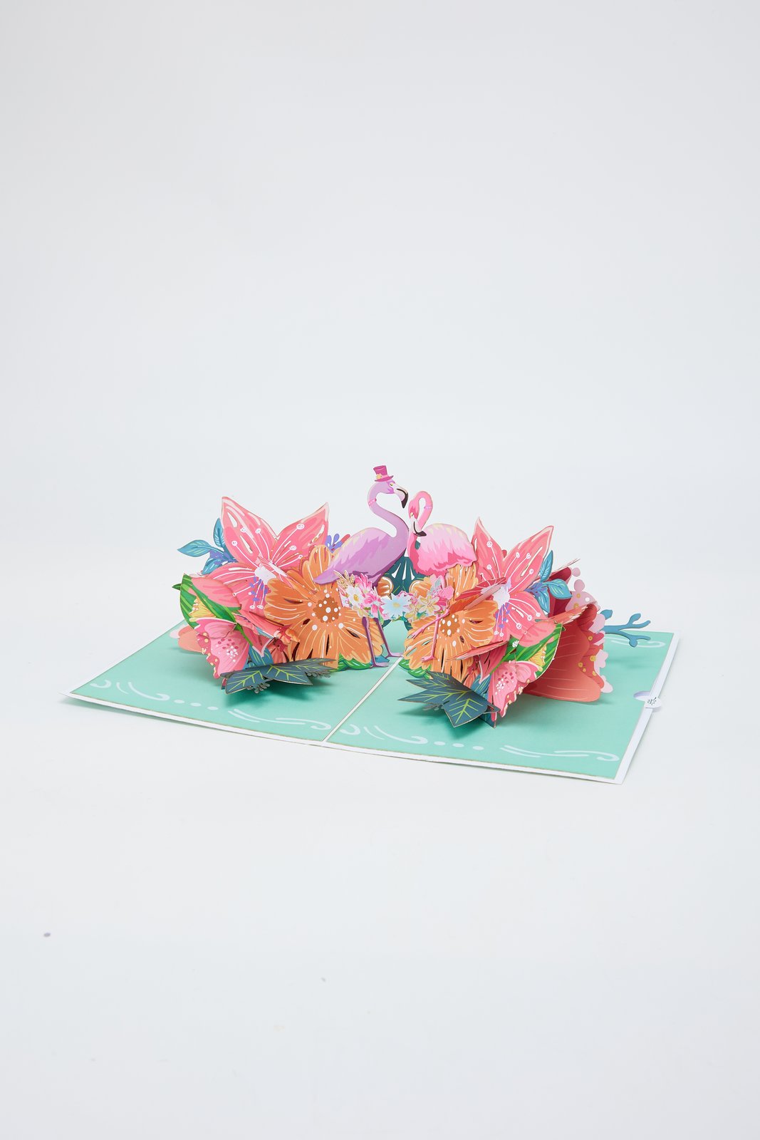 Flamingo Fresh Flowers Greeting Card