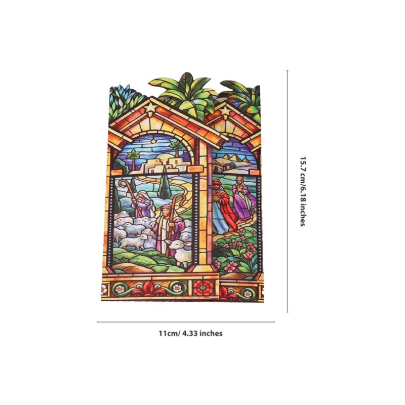 Stained Glass Nativity Double Door Card