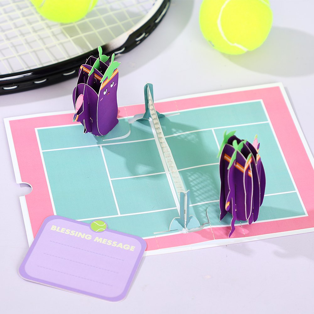 Eggplant Tennis Funny 3D Pop Up Card