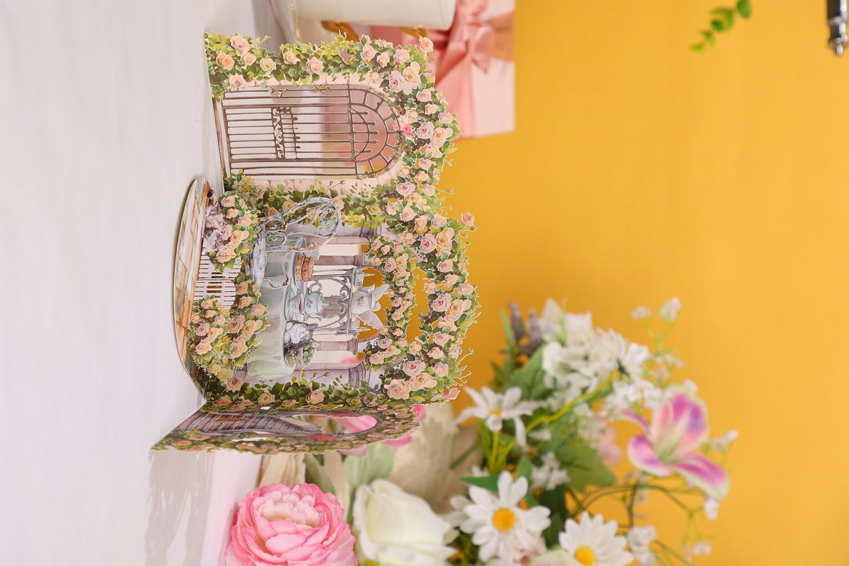 Yellow Green Spring Garden Double Door 3D Pop Up Card