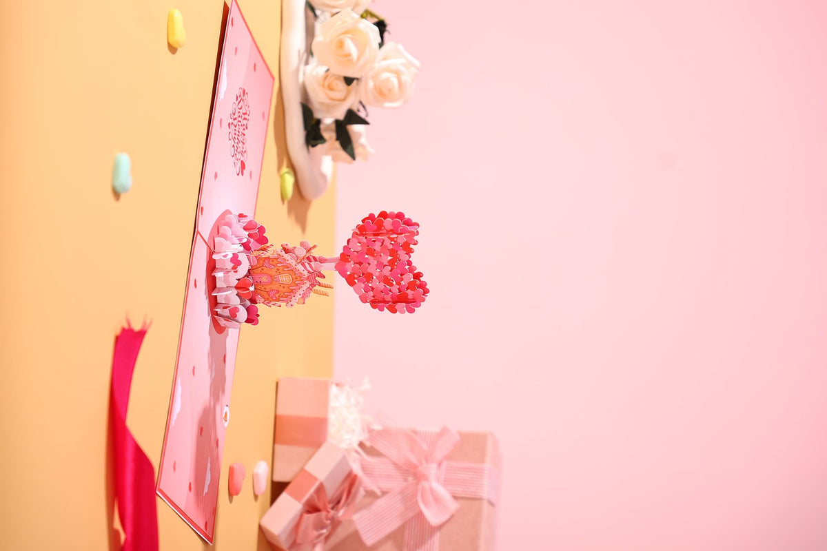 Valentine's Day Candy Flying House 3D Pop Up Card