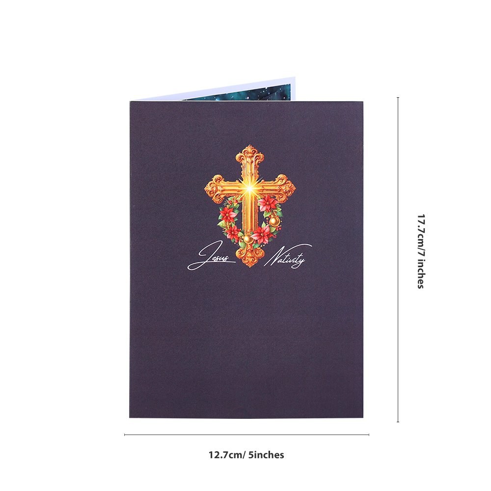 Gold Cross Flip Pop Up Card